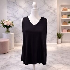 White Birch Black Sleeveless V-Neck Tunic Top XL Soft Stretch Boutique NWOT
